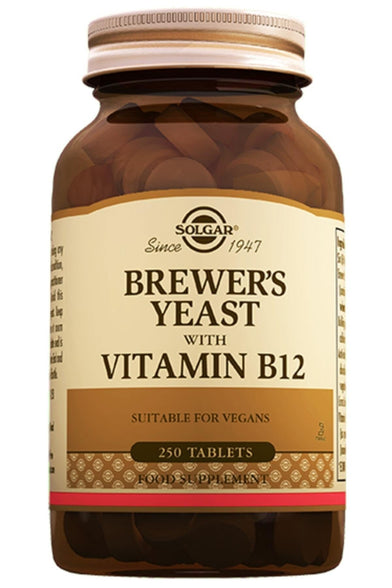 Solgar Brewer's Yeast With Vitamin B12 Tablets, 250 Count