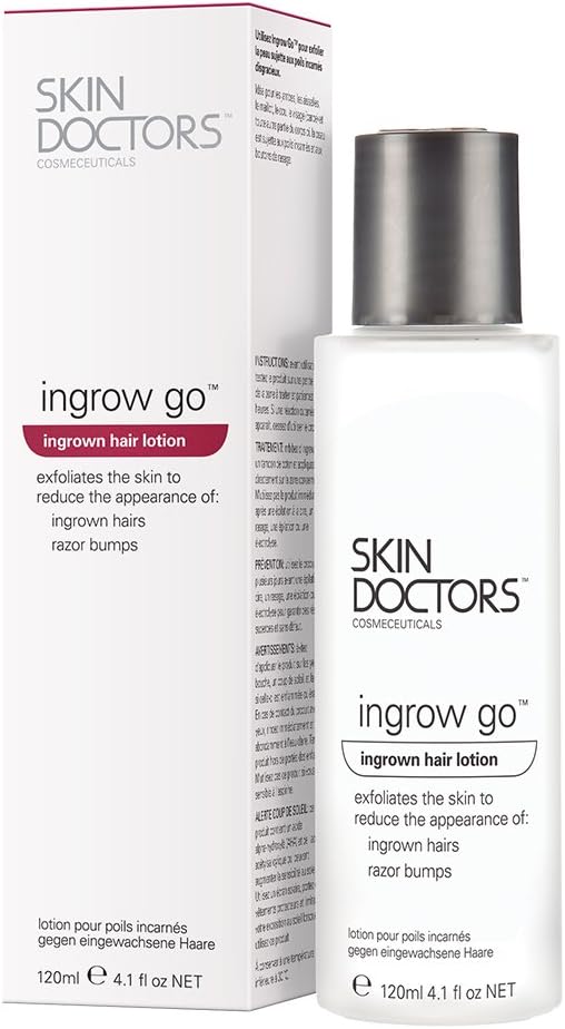 Skin Doctors Ingrow Go lotion, Ingrown Hair treatment, razor bumps and razor burn. for women & men, use on legs, bikini line, underarm and face for prevention and treatment. - 120ml