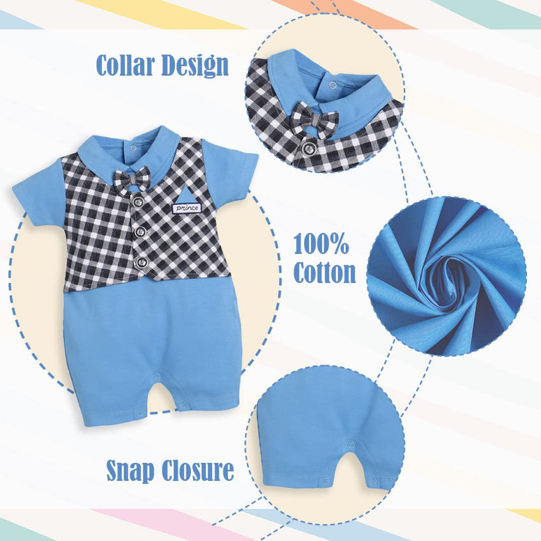 BABY GO 100% Pure Cotton Half Sleeves Casual Romper/Jumpsuit for Baby Boys 6-9M