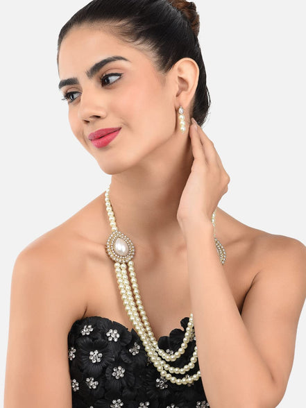 Zaveri Pearls Grand Moti Rani Haar Necklace Set For Women (White) (Zpfk4137)