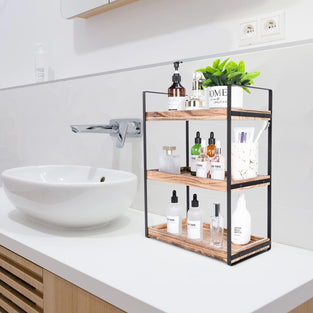 OFRANK 3-Tier Countertop Organizer for Bathroom Counter Stylish Wood Bathroom Vanity Organizer Shelf Storage - The Perfect Addition to Your Bathroom Counter Decor (3 Tiers)