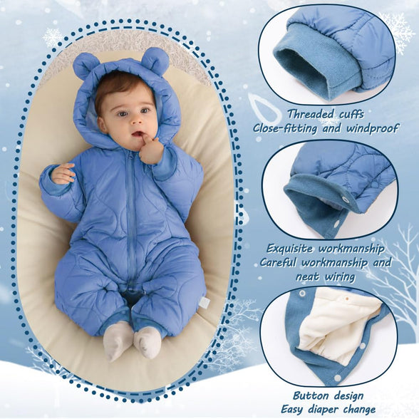 AiWMGL Baby Boys Girls Snowsuit Newborn Winter Jumpsuit Romper Clothes Coat Outwear Onepiece Onesie Hoodies Toddler (0-6 Months)