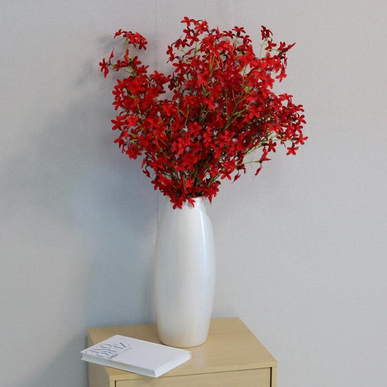 YATAI Packs of Artificial Flowers Jasmine Fake Silk Flowers - Artificial Flowers For Decoration - Artificial Flowers Bouquets Holiday Ornament Flowers (Red, 3)