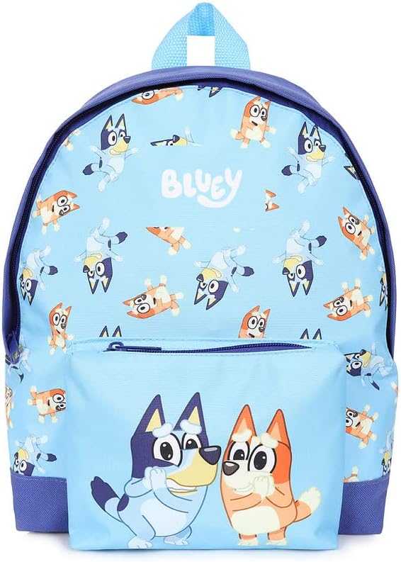 Bluey Official & Bingo Childrens Backpack, Kids Backpack, Schoolbag, Rucksack Blue, Blue