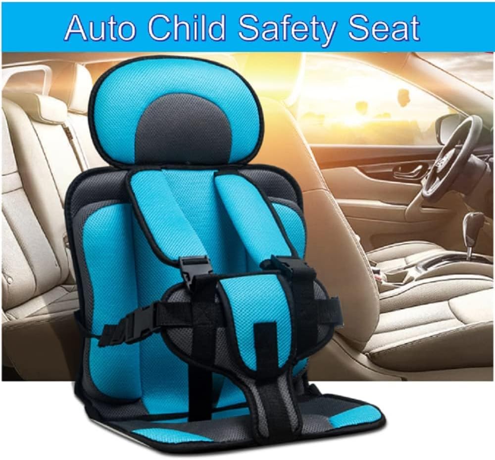 Auto Child Safety Seat Simple Car Portable Seat Belt, Car Seatbelt Protector for Kids 0-12, Foldable Car Seat Protection Travel Accessories, Sky Blue-small