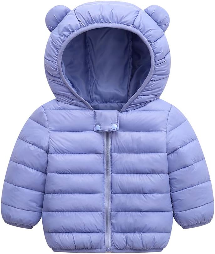 Winter Down Coats for Kids Baby Boys Girls Light Puffer Padded Jacket Bear Hoods Infant Outerwear, for 12-18 Months