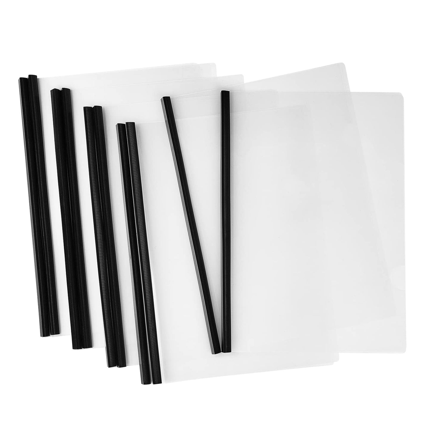 JOERSH 10Pcs Clear Report Covers with U-Type Sliding Bar, 40 Sheet Capacity, Resume Presentation File Clear Folders Organizer School Binder for A4 Size Paper, Black