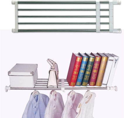 BAOYOUNI Closet Tension Shelf Rod Heavy Duty Wardrobe Organizer