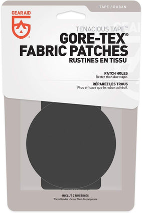 GEAR AID Tenacious Tape Gore-TEX Fabric Patches for Jacket Repair, Black, Round and Rectangle