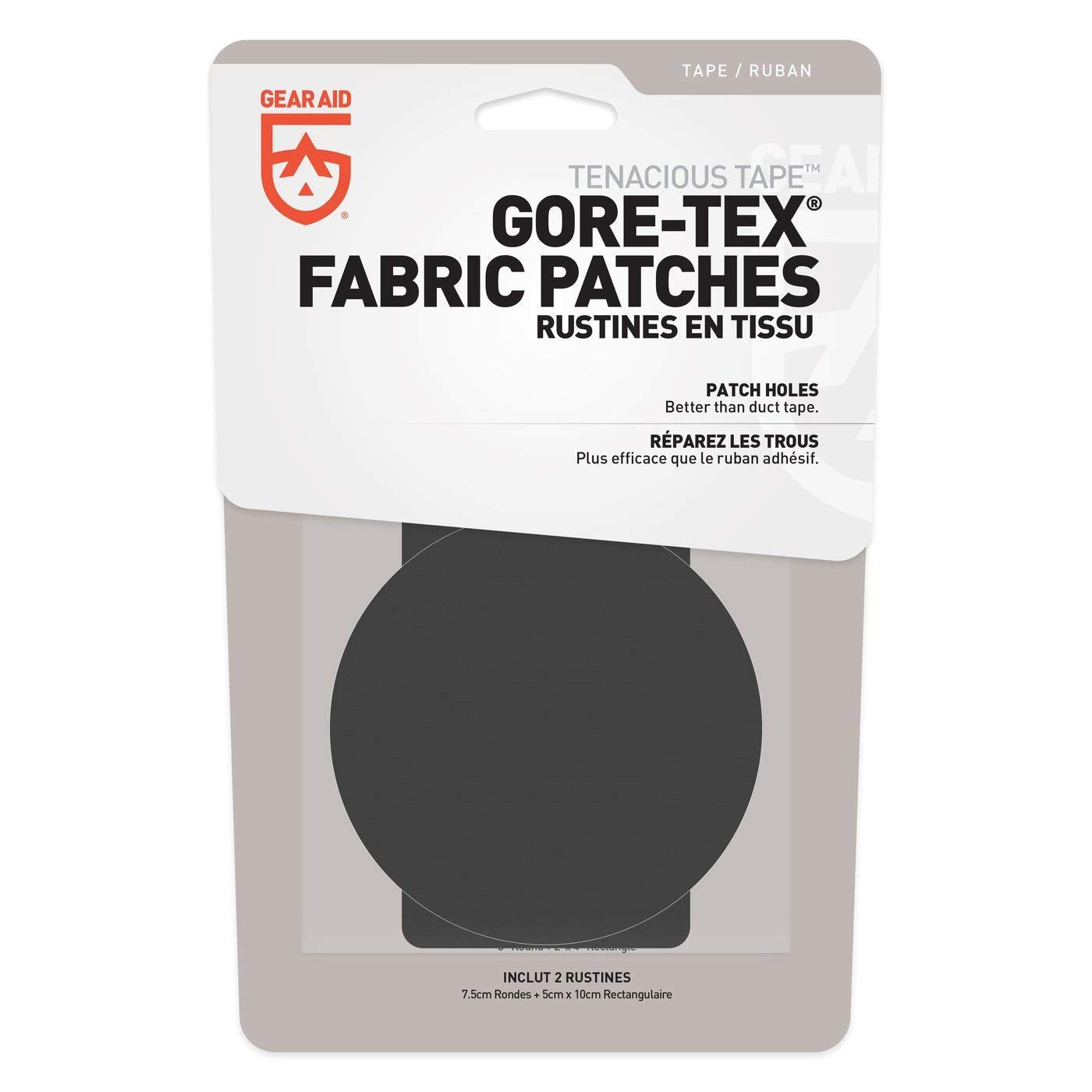 GEAR AID Tenacious Tape Gore-TEX Fabric Patches for Jacket Repair, Black, Round and Rectangle
