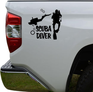 Rosie Decals Scuba Diving Diver Die Cut Vinyl Decal Sticker For Car Truck Motorcycle Window Bumper Wall Decor Size- [8 inch/20 cm] Wide Color- Matte White