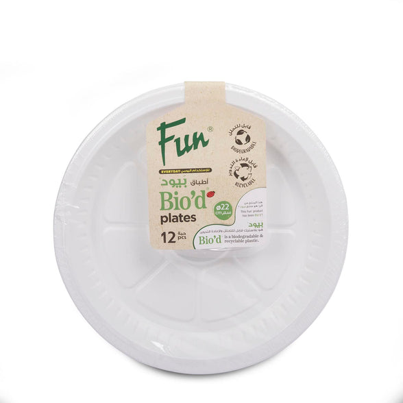 Fun Biodegradable Plate 22cm Eco-Friendly Disposable Dinnerware White Plate for Party, Camping, Picnic Biodegradable Plates (Pack of 12)