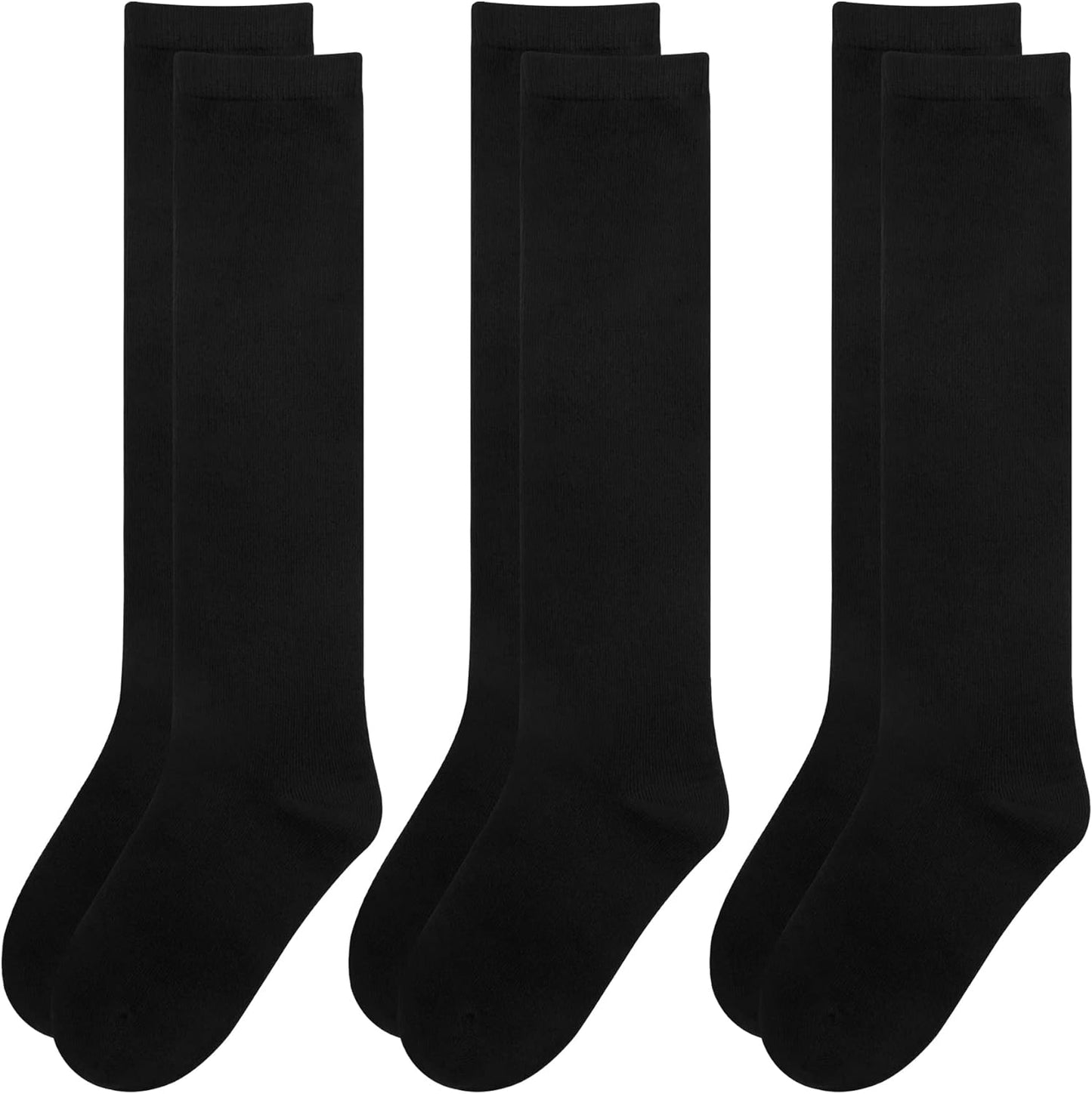 Olreco Knee High Socks for Girls Uniform Socks for Girls Boys Cotton Long Socks for Girls School Socks Seamless Scoks 3 Pairs