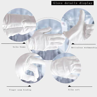 ZFYOUNG 16 Pcs（8pairs） White Cotton Gloves，White moisturizing Gloves, Cotton Gloves for Dry Hands Eczema, White Sleep Gloves for Men and Women, Beauty Coin SPA Cloth Gloves