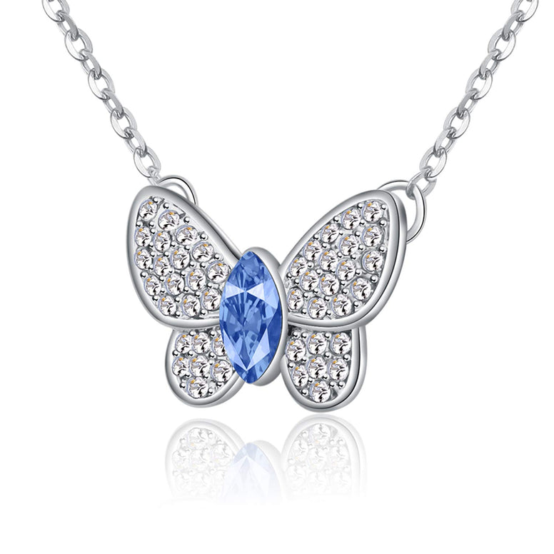 KRUCKEL Sparkling Butterfly White Gold plated necklace made with Swarovski® Crystals - 5021020
