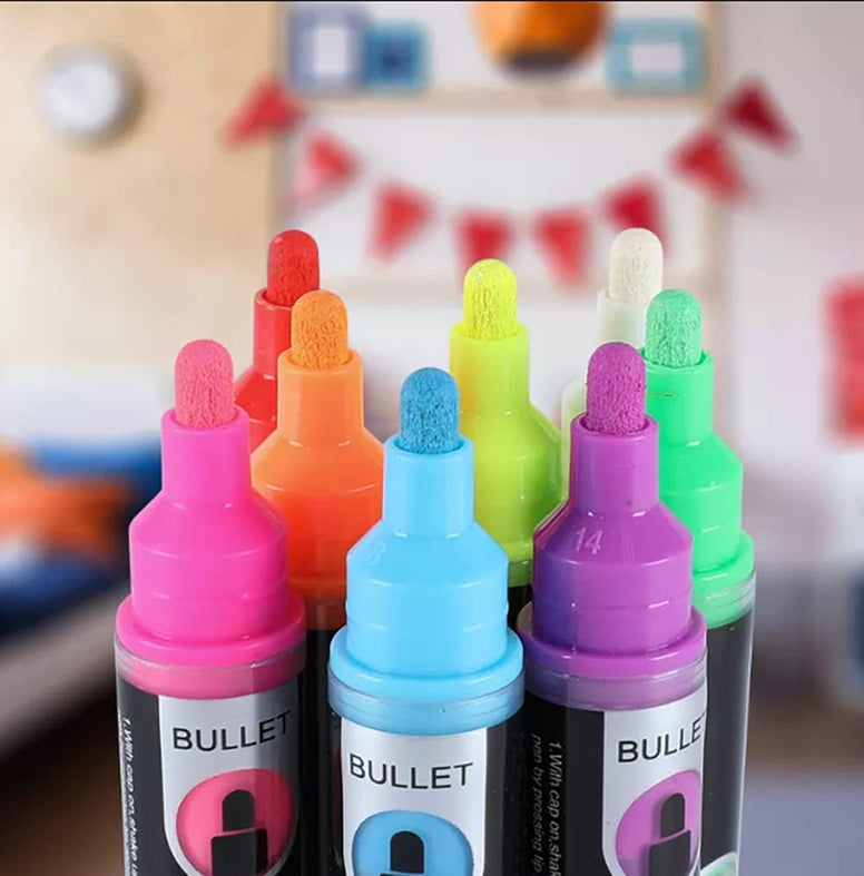 CLOUDFOUR Liquid Chalk Markers, Water based 8 Colorful Chalk Pens for Whiteboard, Blackboard, Paper, Glass and Ceramics. Dust-free Erasable Marker Pens for School, Office and Home.