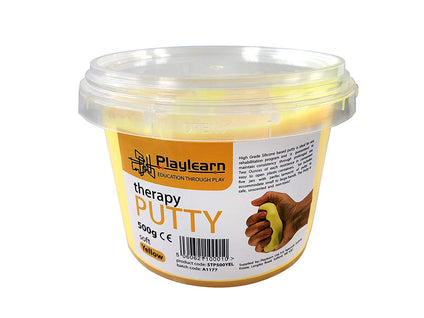 Large Tub Therapy Putty Soft Resistance Squeezable Non-Toxic, Hand Exercise, Colour Coded Yellow for Adults & Children - 500g (17oz)