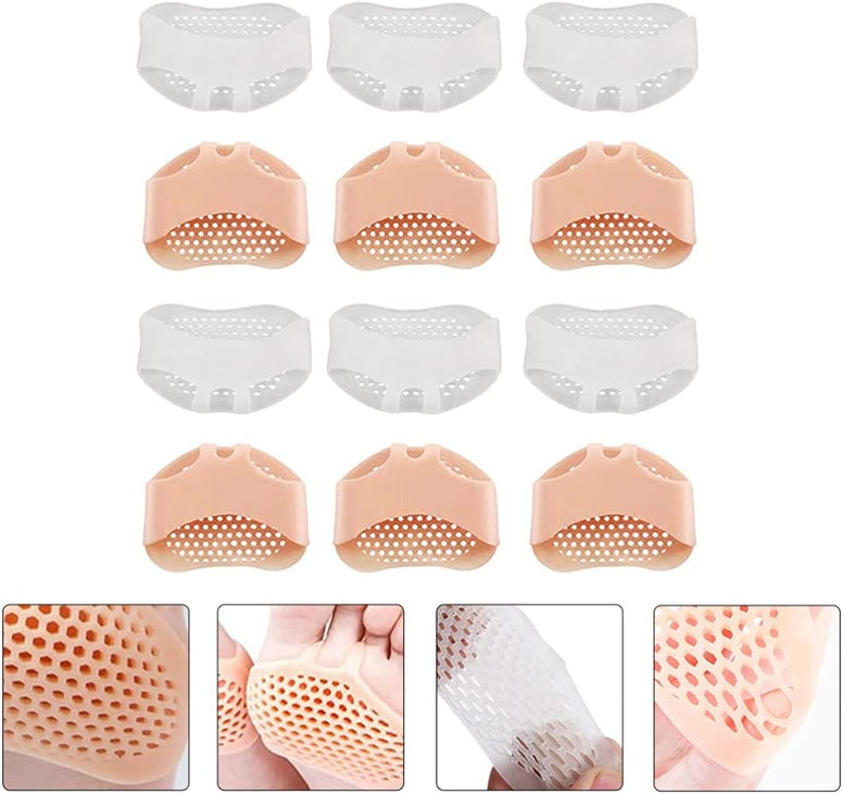 Healifty 12Pcs Forefoot Pads Silicone Toe Pad Toe Top Sock No Show Toe Liner Covers Not Slip Forefoot Metatarsal Socks Foot Toe Cushions for High Heels Flats Sandal