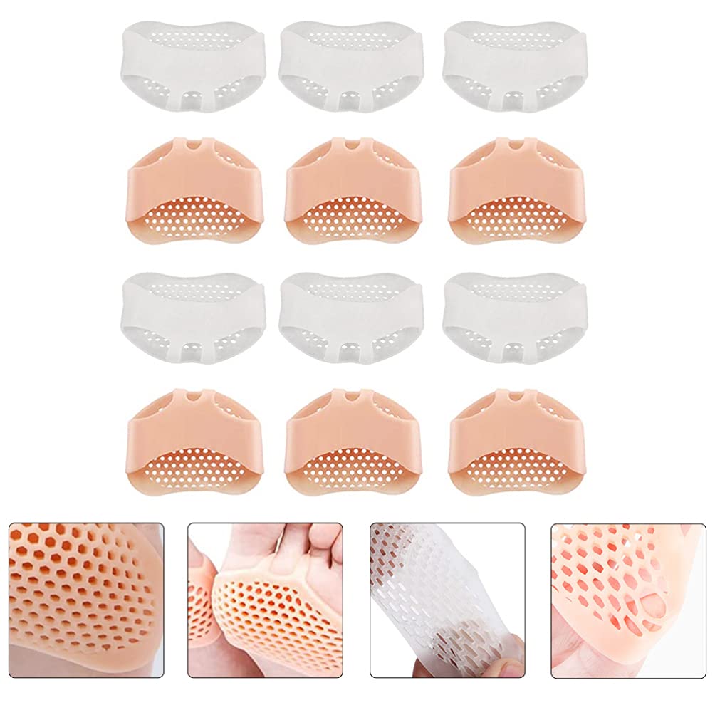 Healifty 12Pcs Forefoot Pads Silicone Toe Pad Toe Top Sock No Show Toe Liner Covers Not Slip Forefoot Metatarsal Socks Foot Toe Cushions for High Heels Flats Sandal