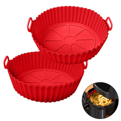 2 Pcs Air Fryer Silicone Liners Food Safe Non Stick Air fryers Basket Oven Accessories, Reusable Replacement of Flammable Parchment Liner Paper Fits 3QT - 5QT Air Fryer