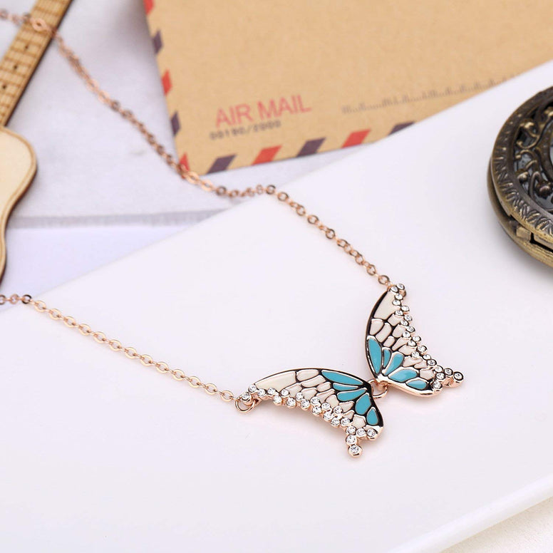 KRUCKEL Sparkling Butterfly Rose Gold Plated Necklace made with Austrian crystals - 5021010