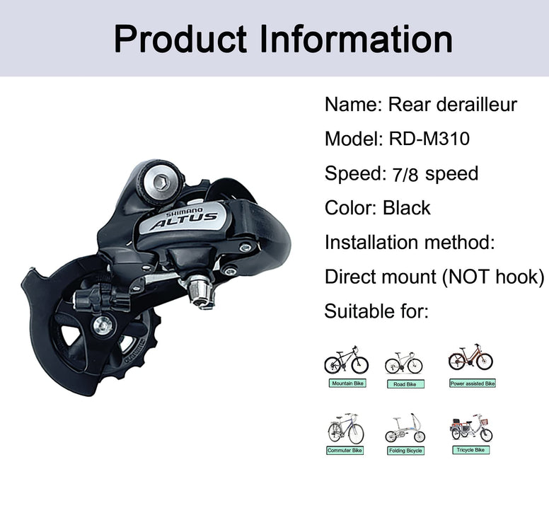 THALOUS Bicycle Rear Derailleur 6/7/8 Speed Tourney RD-TY300 RD-TX800 Altus RD-M310 for MTB Bike Direct Mount