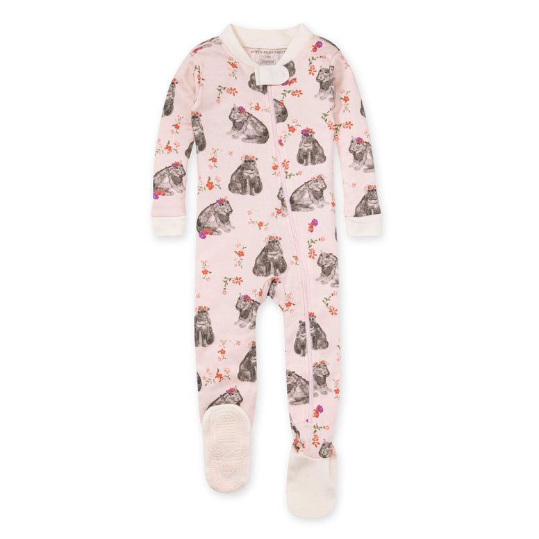 Burt's Bees Baby Baby Girls' Sleeper Pajamas, Zip Front Non-slip Footed Sleeper Pjs, 100% Organic Cotton (12 Months)