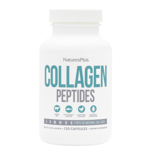 NaturesPlus Collagen Peptides - 120 Capsules - Hair, Skin, Nail & Joint Health, Immune System Support - Non-GMO, Gluten Free - 30 Servings