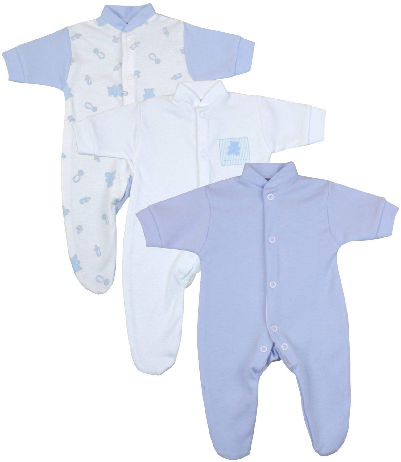 Babyprem Premature Early Baby Clothes Pack of 3 Sleepsuits/Babygros 4 Sizes to fit 0-7.5lb (32-38 size)
