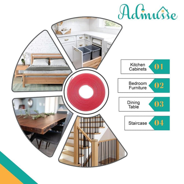 Admuse Safety Edge Corner Protector Set, Clear Baby Proofing Guards, Tables, Furniture, Soft Silicone Bumper Strip with Round Child Edge Protector for Cabinets (4 M)