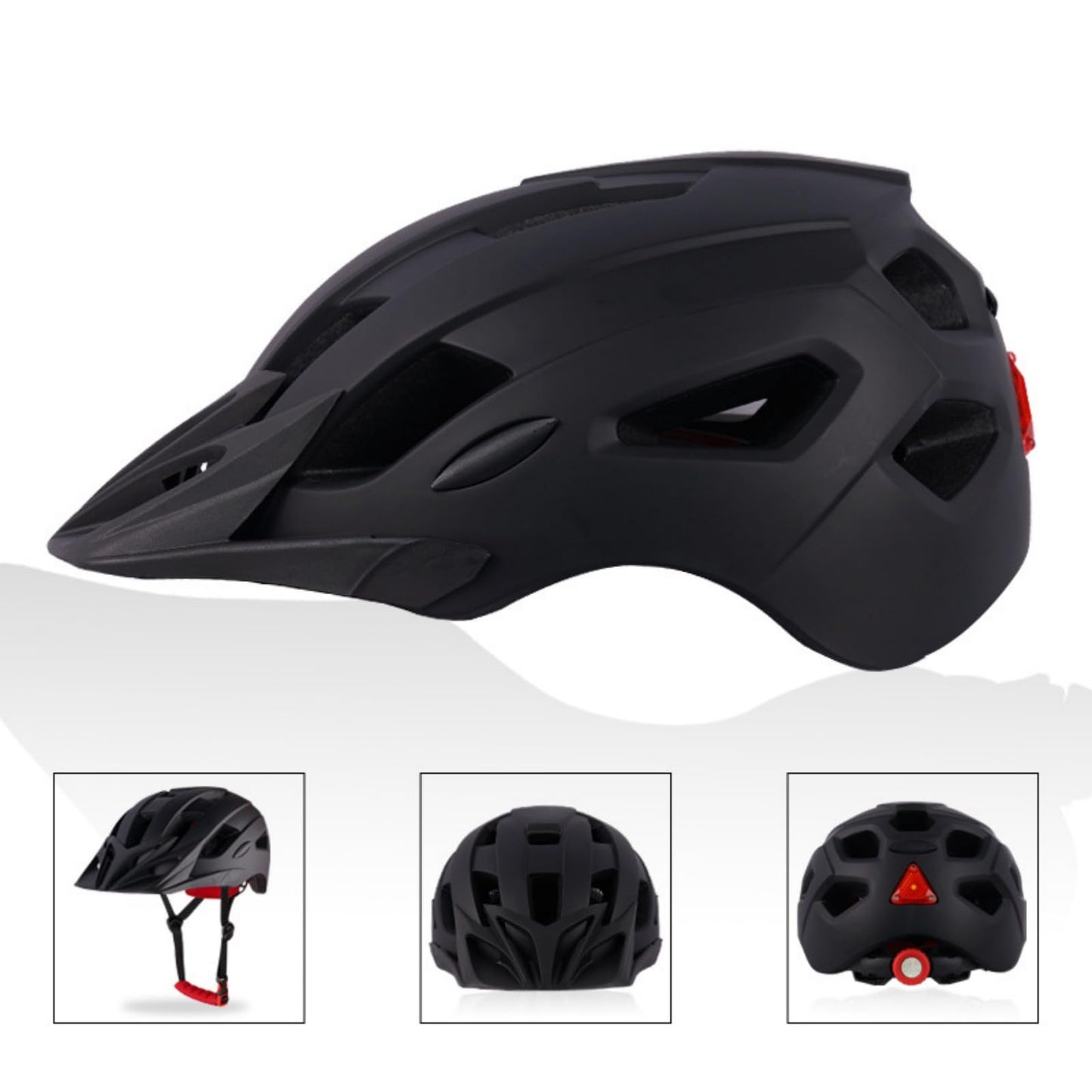 Mountain Bike Helmet for Men, Adult Bicycle Helmet with Light, Adjustable Bike Helmets with Replacement Pads & Detachable Visor, Cycling Helmet for Commuter Scooter MTB Mountain & Road Biker