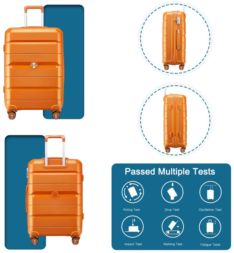 Luggage Sets Lightweight Clearance Expandable Hardside with Spinner Wheels for Travel(Orange,2-Piece Set)