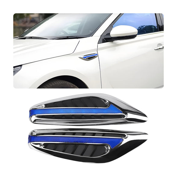 zipelo 2PCS A Pair Hood Vents for Cars, Auto Air Flow Fender Side Vent Decoration Sticker, Vehicle Blade Fender Side Marker, Universal Automotive Hood Simulation Air Vent Trim for SUV Truck (Blue)