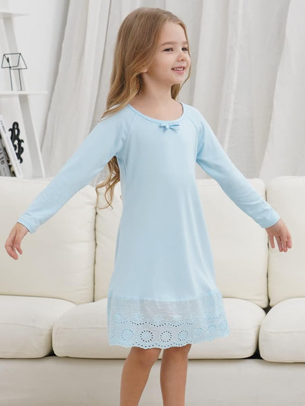 Vieille Girls Nightgowns Cute Princess Sleepwear Flutter Sleeve Pajamas Nightie Dress 5-12 Years