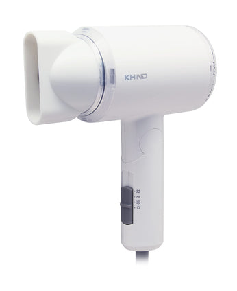 KHIND Foldable Travel Hair Dryer,1000W With Concentrator, Stylish & Compact with Cool Shot Button, Honeycomb Inlet, High Speed With Powerful Motor, 2 Year Warranty, Lightweight, White - HD1002