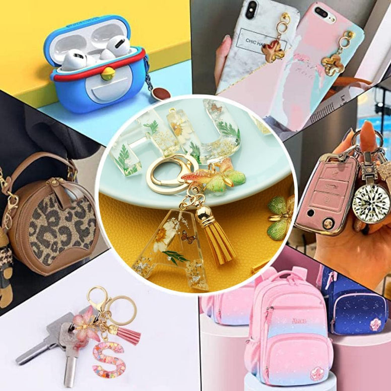 Goodern Fashion Alphabet Initial Letter Keychain Tassel Butterfly Pendant Key Ring Charms for Purse Handbags Backpack Car Cute Resin Letter A-Z Keychain for Women Girls Tassel Key Chain Decoration-A