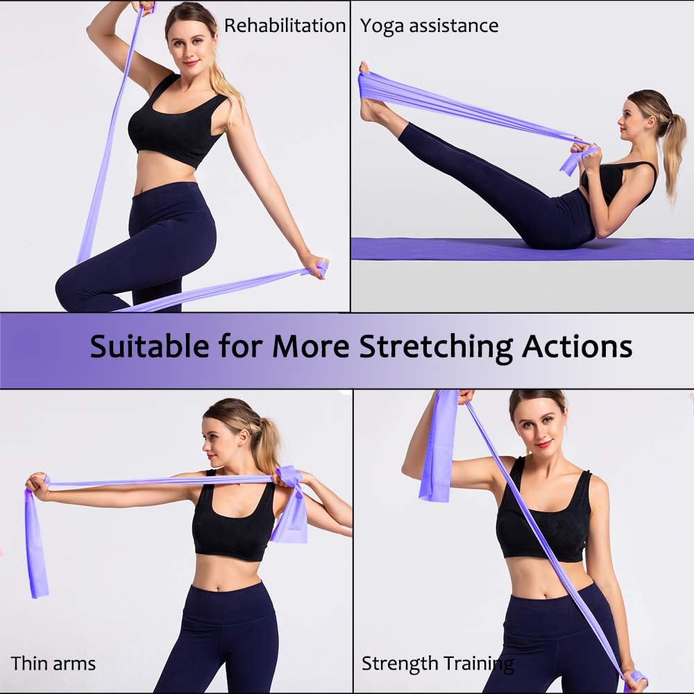 COOLBABY YOCAGO Resistance Exercise Bands Latex Elastic Bands for Strength Training, Yoga, Pilates, Fitness, Physical Therapy - Home Gym Body Workout Purple