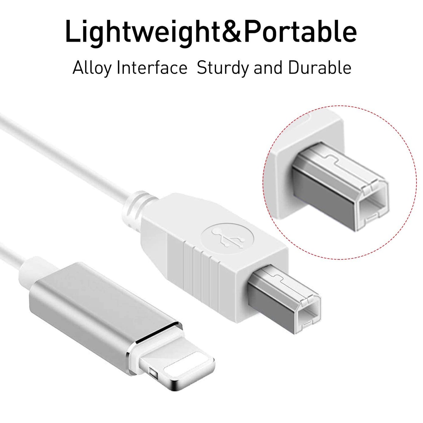 USB 2.0 Cable Type B to Midi Cable OTG Cable Compatible with iOS Devices to Midi Controller, Electronic Music Instrument, Midi Keyboard, Recording Audio Interface, USB Microphone, 100CM