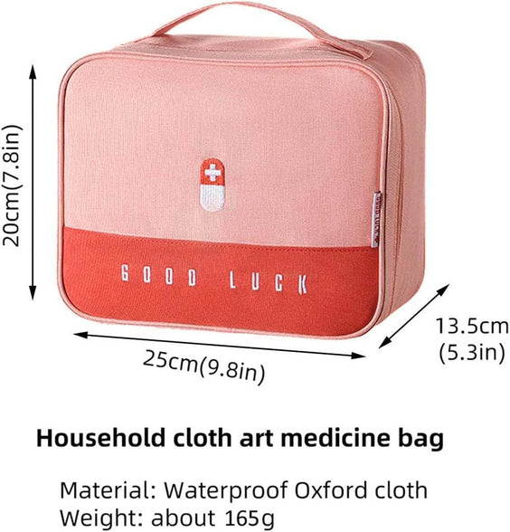 Empty First Aid Bags Travel Medical Supplies Cosmetic Organizer Insulated Medicine Bag Convenient Safety Kit Suit for Family Outdoors Hiking Camping Car Office Workplace, Pink(Mom Son Bag)