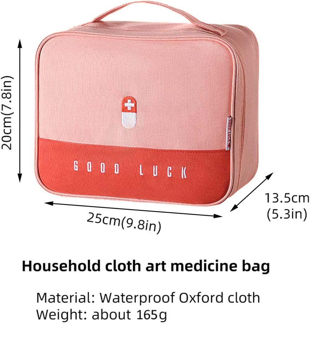 Empty First Aid Bags Travel Medical Supplies Cosmetic Organizer Insulated Medicine Bag Convenient Safety Kit Suit for Family Outdoors Hiking Camping Car Office Workplace, Pink(Mom Son Bag)