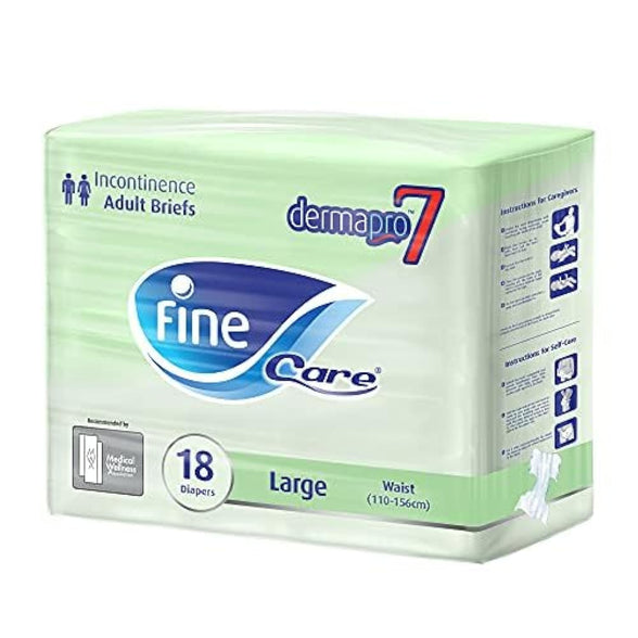 Fine Care Incontinence Unisex Adult Diaper Brief, Large, Waist Size 110 - 156 cm, 18 Diapers