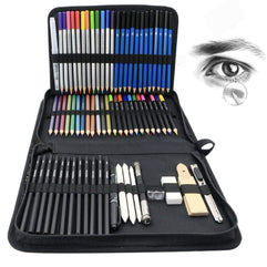 71-Piece Art Supplies Sketch Set by AsianTrends – for Painting Coloring and Drawing Pencils in Zipper Carry Case Professional Drawing Art Kits for Adults, Children and Artists