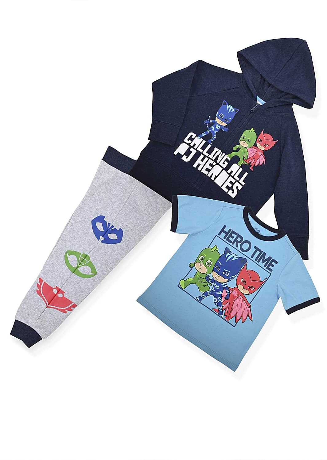 PJ Masks Hoodie Combo Set - 1 Hoodie 1 Sweatpant & 1 T-Shirt Featuring Catboy, Gekko & Owlette 24 Months