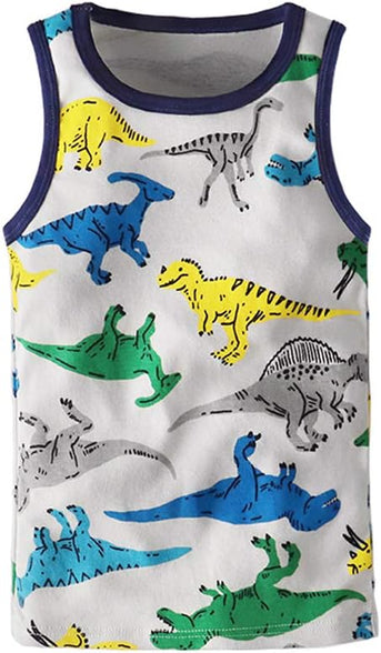 LeeXiang 3 Pack Toddler Boys Girls Summer Tank Tops, Cartoon Print Undershirts (Color Dinosaur, 6 Years)