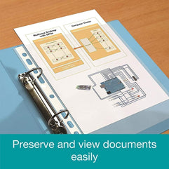 MARKQ A4 Transparent file, 100 Pcs Clear Plastic Folder Punched Pockets for Filing Paper & Documents (60 mic)