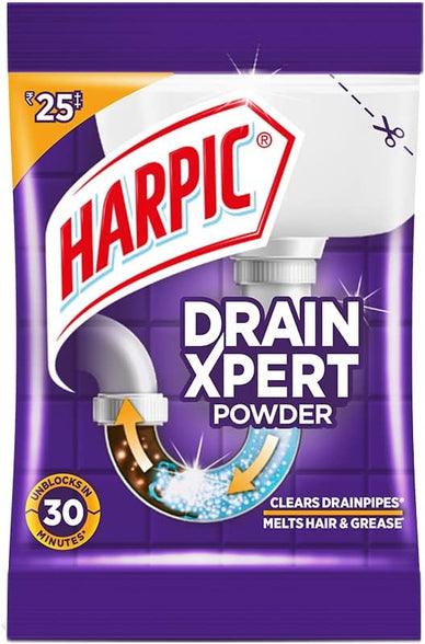 Harpic Drain Xpert Drain Cleaner Powder 50g | Effective sink cleaner, drain blockage remover, drain pipe cleaner