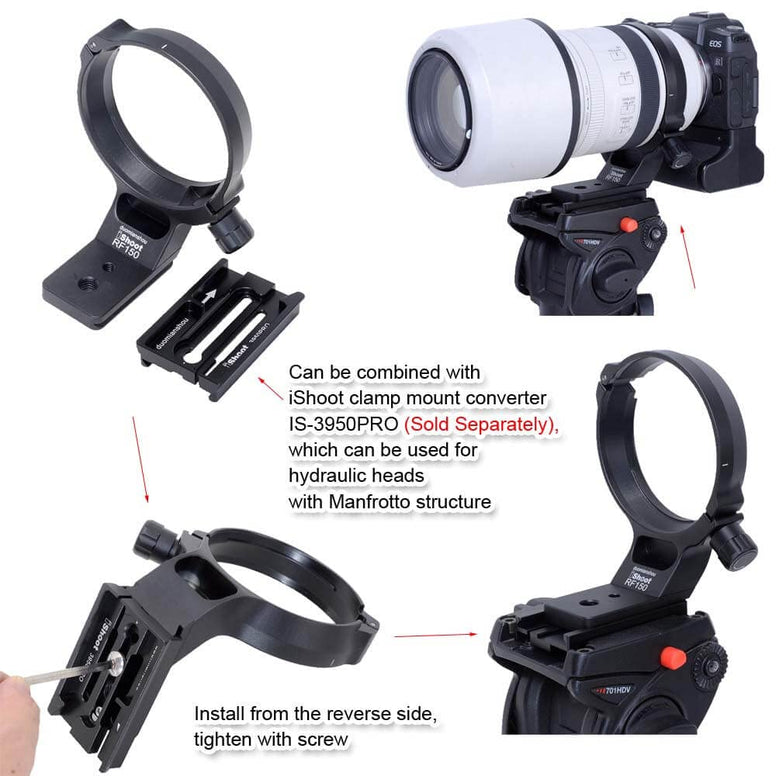 iShoot Metal Lens Collar Tripod Mount Ring Compatible with Canon RF 100-500mm f/4.5-7.1L is USM, Lens Support Holder Bracket Bottom is Arca-Swiss Fit Quick Release Plate Dovetail Groove