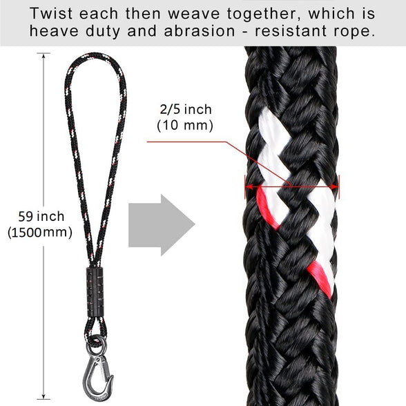 BeneLabel Tree Swing Rope, 2500 LB Capacity, Hammock Tree Swing Hanging Strap, Heavy Duty Hook, 440 LB Capacity, for Indoor Outdoor Swing Hammock Playground Set Accessories, 1.5M, 1 Pcs, Black