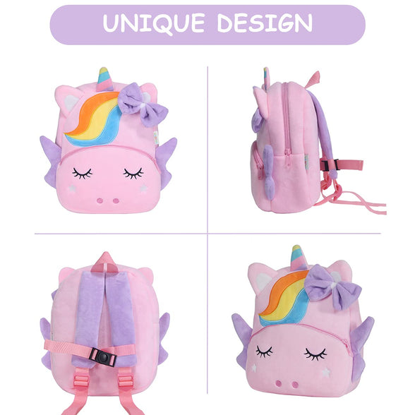 VASCHY Toddler Backpack, Boys and Girls Cute Plush Animal Small Daycare Backpack for Little Kids