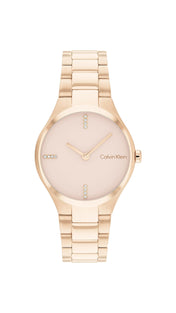 Calvin Klein, Admire Women's Carnation Gold Dial, Ionic Plated Rose Gold Steel Watch - 25200334